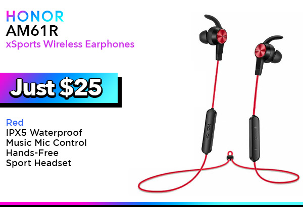 Honor AM61 Bluetooth Earphone Red - 137 mAh Lithium Battery - 10 Days Standby - 11 Hrs Playback - 220 Songs (aprox) - IPX5 Waterproof - Music Mic Control 6973316851151 $ 25.00