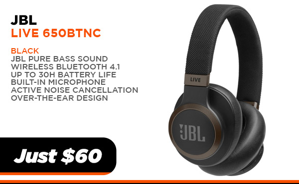 JBL Live 650BTNC Black JBL Live 650BTNC Over ear headphones Black $60.00