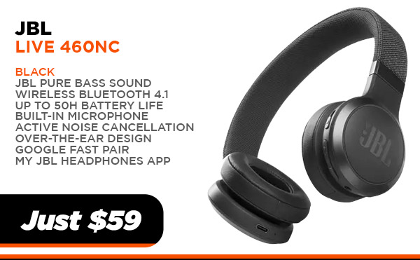 JBL Live 460NC Black JBL Live 460NC Wireless On-Ear Headphones - Black $59.00
